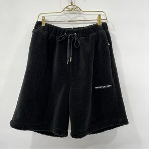 MKI MIYUKI ZOKU Men's Sherpa Short Size Medium Black Lined Elastic Waist